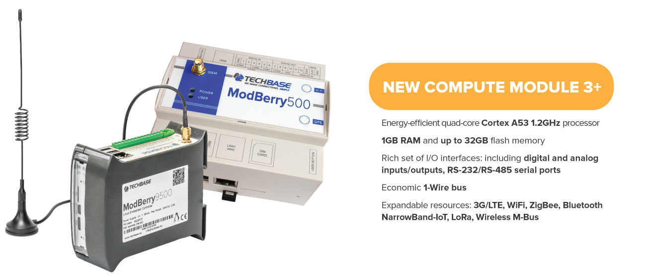 Industrial Raspberry Pi based ModBerry 500/9500 device